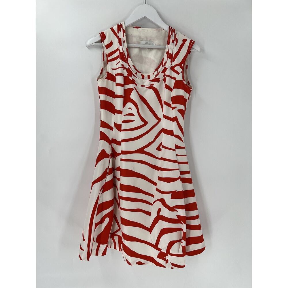 Julie Haus Dress Womens 4 Small Red White Striped A Line Pockets Silk Sleeveless